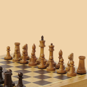 Шахматы-ларец Вуд Чесс дуб модель 2 (бархатный ложемент, клетка 4 см)