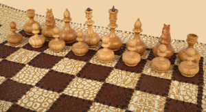 Шахматы Саванна (бежево-коричневое поле, натуральная кожа)