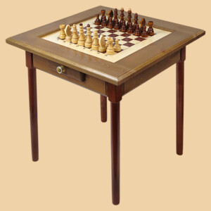 Стол шахматный Медалист (темный, с ящиком для фигур, прямые ножки, модель №1)
