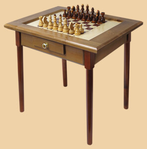 Стол шахматный Победный (тёмный, с ящиком для фигур, прямые ножки, модель №1)