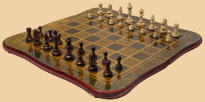 Шахматы, нарды, шашки Минарет (тёмная рамка, филигранные, большие)