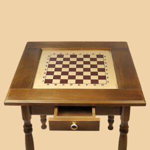 Стол шахматный Классический (темный, с ящиком для фигур, резные ножки, модель №1)