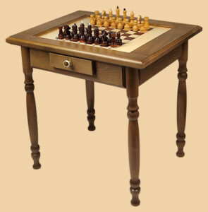 Стол шахматный Тактик (тёмный, с ящиком для фигур, резные ножки, модель №1)