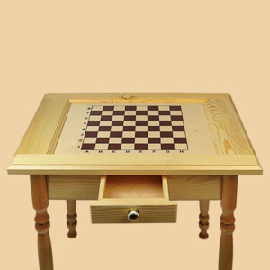 Стол шахматный Гроссмейстер (светлый, с ящиком для фигур, резные ножки, модель №1)