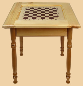 Стол шахматный Гамбит (светлый, без ящиков для фигур, резные ножки, модель №1)