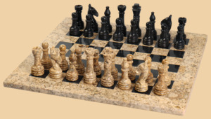 Шахматы Морана (чёрная яшма, 38 на 38 см)