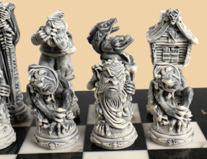 Шахматные фигуры Сказки Пушкина (мраморная крошка)