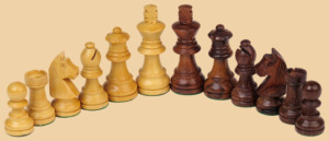 Шахматы Контраст (бархатный ложемент, чёрная яшма-дуб, доска 30 на 30 см)