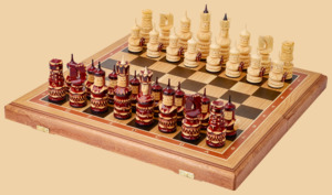 Шахматы Кайзер (морёный дуб и ясень, клетка 5 см)