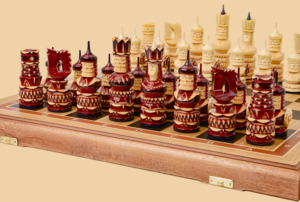 Шахматы Кайзер (морёный дуб и ясень, клетка 5 см)