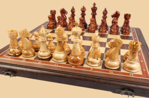 Шахматный фигуры Берёзовый кап (коричневые, большие)