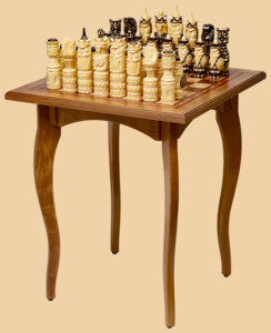 Стол шахматный Венеция (корень ореха, без ящиков для фигур, модель №3)