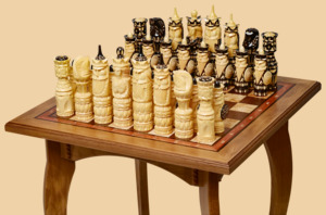 Стол шахматный Венеция (корень ореха, без ящиков для фигур, модель №3)