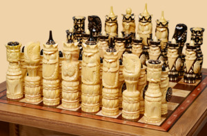 Стол шахматный Венеция (корень ореха, без ящиков для фигур, модель №3)