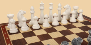 Шахматы в ларце Зимняя сказка (орех-ясень, клетка 4,5 см)