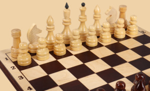 Шахматы Гроссмейстерские (чёрный цвет клеток, тонированная кромка)