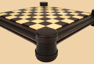 Шахматная доска Древний Вавилон с ларцом для фигур (цвет горький шоколад, натуральная телячья кожа)