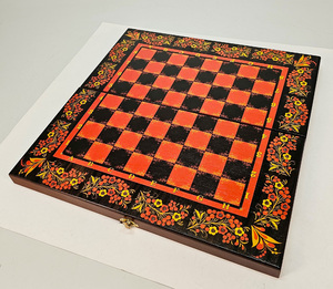 Шахматная доска складная Хохлома (клетка 3,5 см)