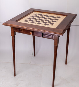 Стол шахматный без фигур Медалист (темный, с ящиком для фигур, прямые ножки)