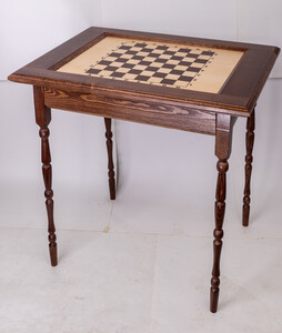 Стол шахматный без фигур Олимпийский (тёмный, без ящиков для фигур, резные ножки)