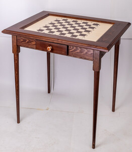 Стол шахматный без фигур Победный (тёмный, с ящиком для фигур, прямые ножки)