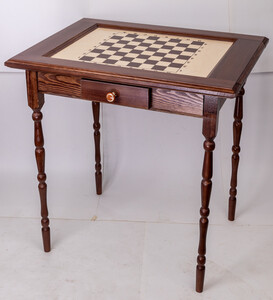 Стол шахматный без фигур Тактик (тёмный, с ящиком для фигур, резные ножки)