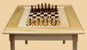 Стол шахматный Презент (светлый, без ящиков для фигур, прямые ножки, модель №1)