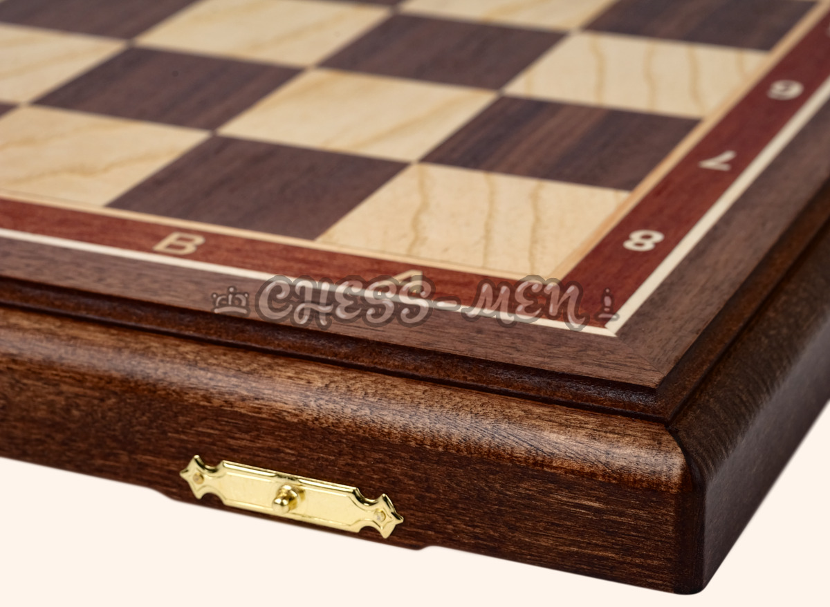 Шахматная доска складная Турнирная (американский орех и ясень, клетка 4,5 см)