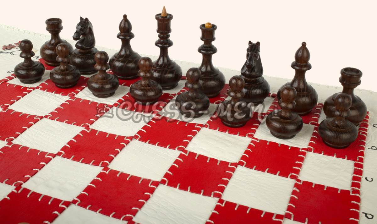 Шахматы Сакура (бело-красное поле, натуральная кожа)