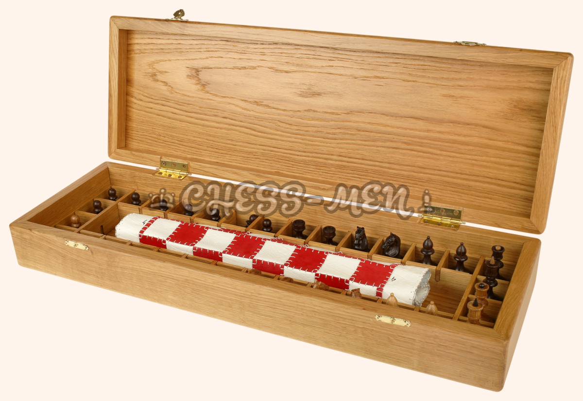 Шахматы Сакура (бело-красное поле, натуральная кожа)