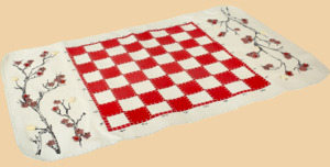 Шахматы Сакура (бело-красное поле, натуральная кожа)