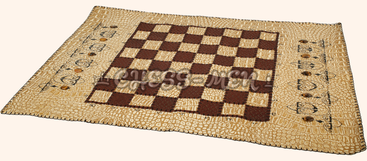 Шахматы Саванна (бежево-коричневое поле, натуральная кожа)