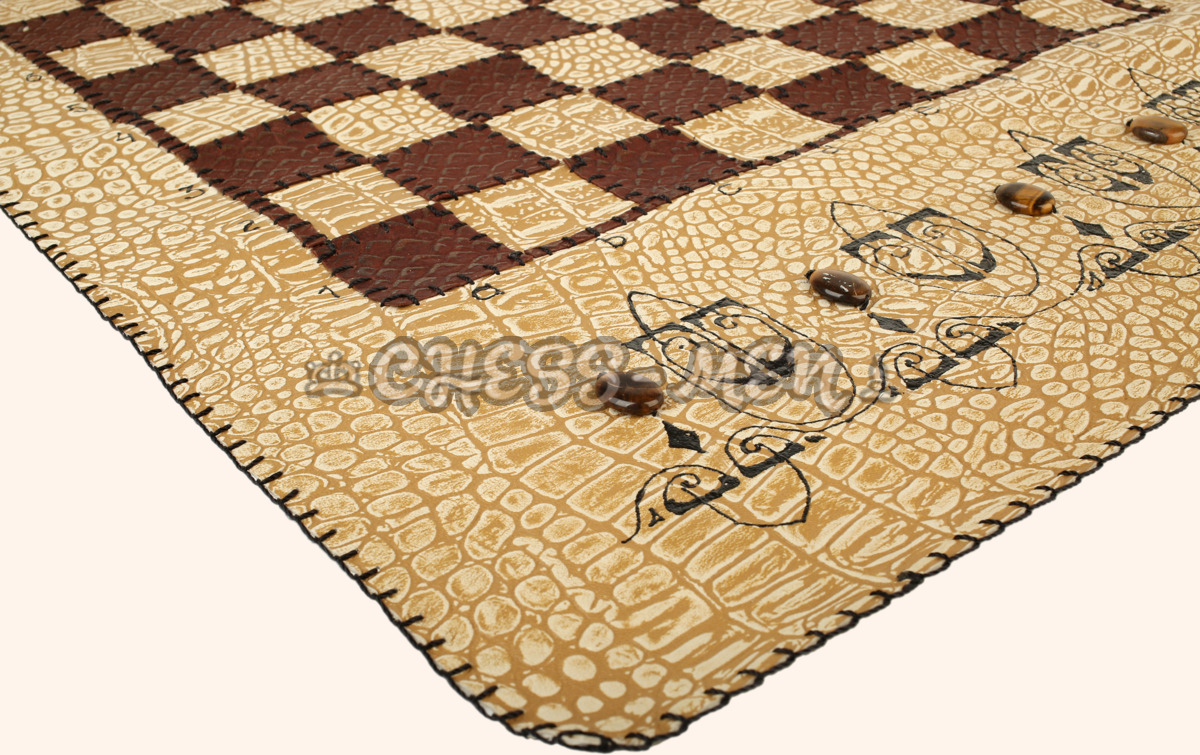 Шахматы Саванна (бежево-коричневое поле, натуральная кожа)