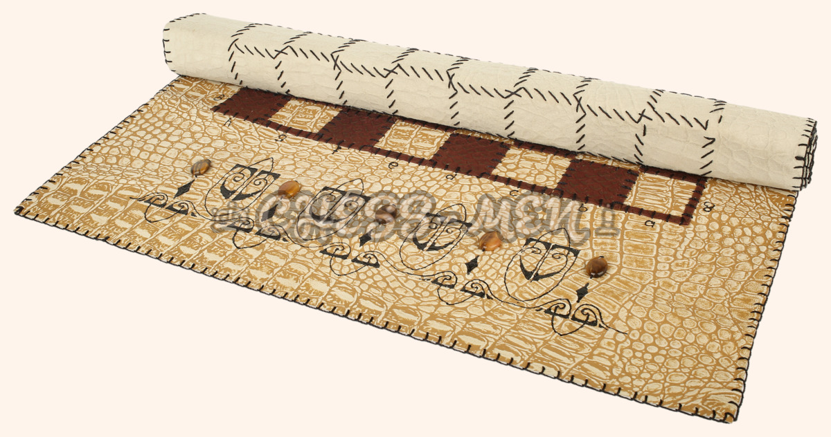 Шахматы Саванна (бежево-коричневое поле, натуральная кожа)