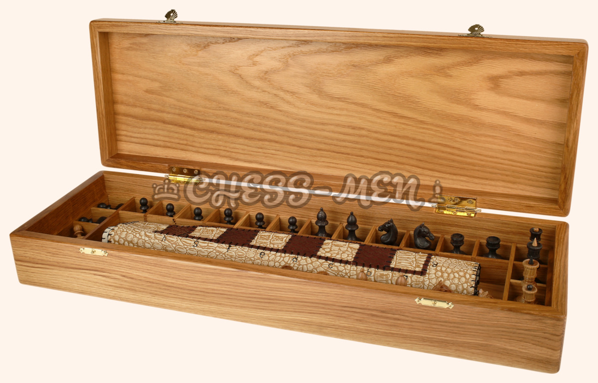 Шахматы Саванна (бежево-коричневое поле, натуральная кожа)