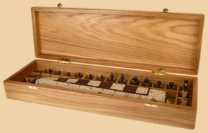 Шахматы Саванна (бежево-коричневое поле, натуральная кожа)