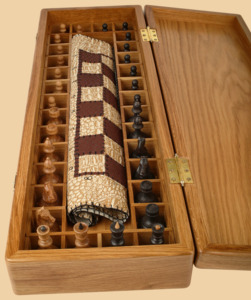 Шахматы Саванна (бежево-коричневое поле, натуральная кожа)