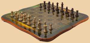 Шахматы, нарды, шашки Рассвет (светлая рамка, филигранные, большие)