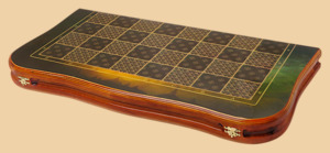 Шахматы, нарды, шашки Рассвет (светлая рамка, филигранные, большие)