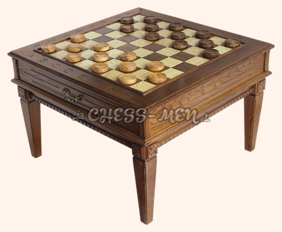 Стол шахматный Львиное сердце (массив дуба, с ящиками для фигур)