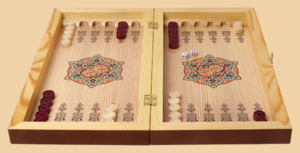 Шахматы, нарды, шашки Хохлома (красная)