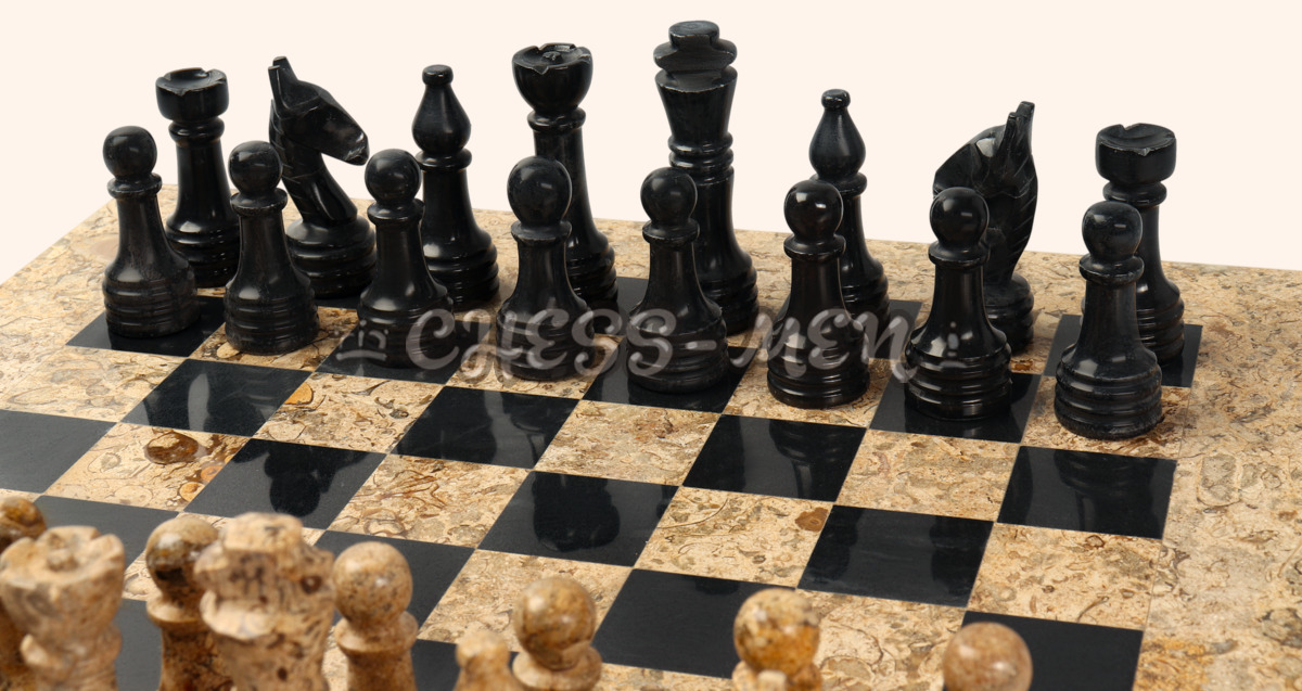 Шахматы Морана (чёрная яшма, 38 на 38 см)