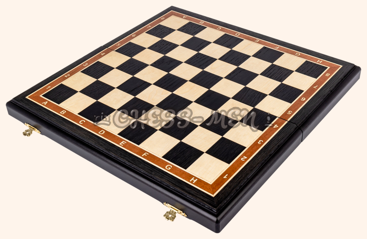 Шахматная доска складная Турнирная (морёный дуб и ясень, клетка 4,5 см)