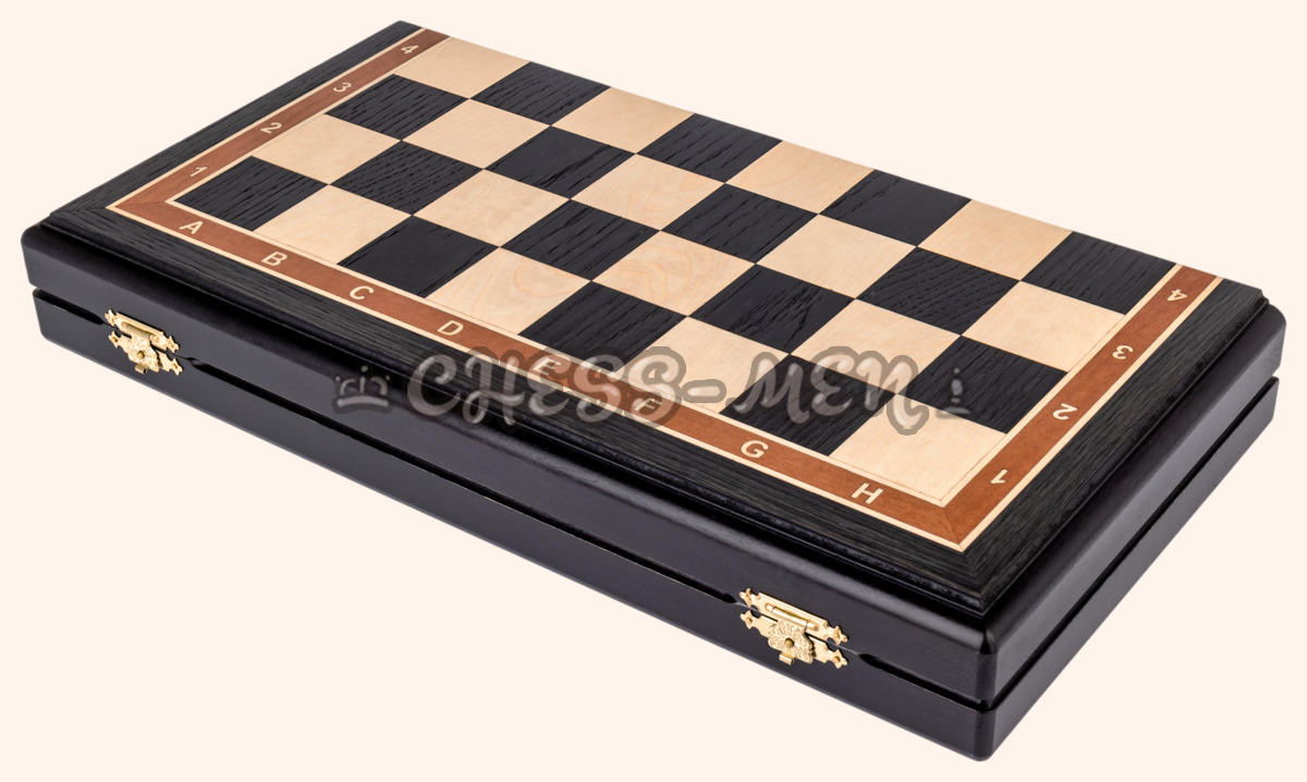 Шахматная доска складная Турнирная (морёный дуб и ясень, клетка 4,5 см)