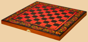 Шахматная доска складная Хохлома (клетка 4 см)