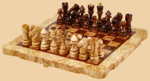 Шахматы Барокко (берёзовый кап, малые, 18,5 на 37 см)