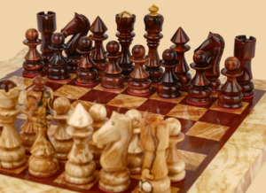 Шахматы Барокко (берёзовый кап, малые, 18,5 на 37 см)