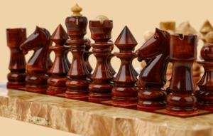 Шахматы Барокко (берёзовый кап, малые, 18,5 на 37 см)