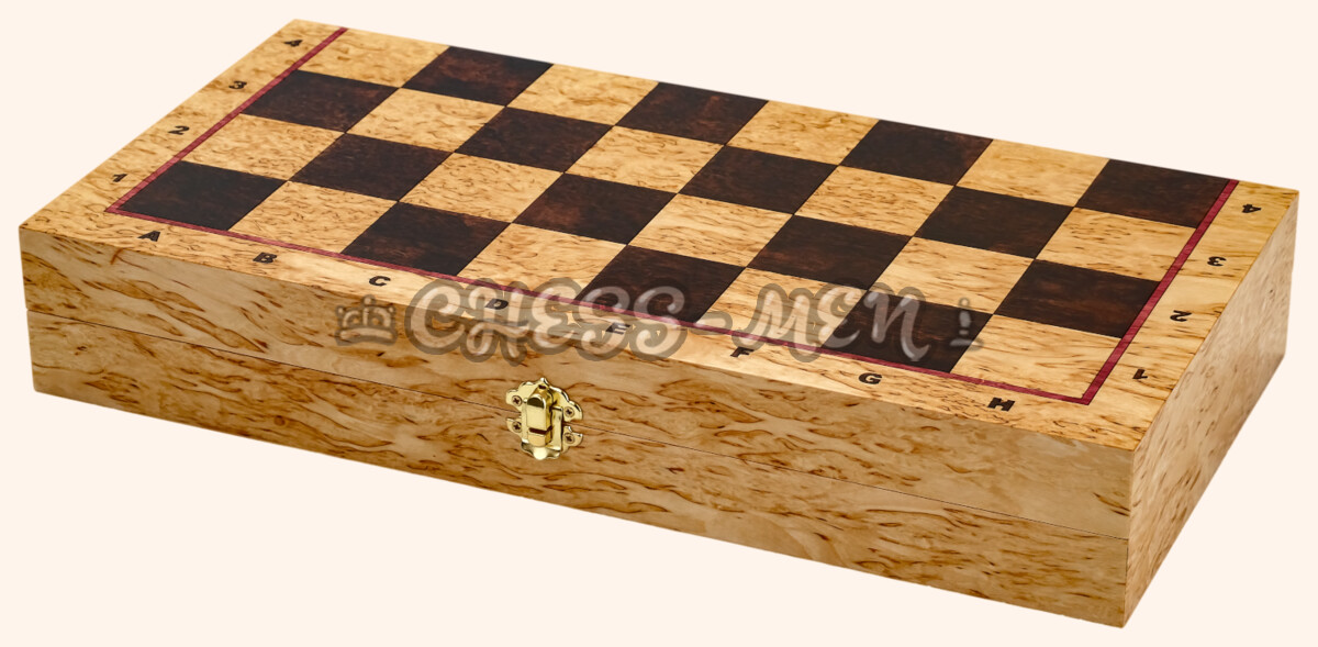 Шахматная доска складная Карельская берёза (клетка 4,5 см)