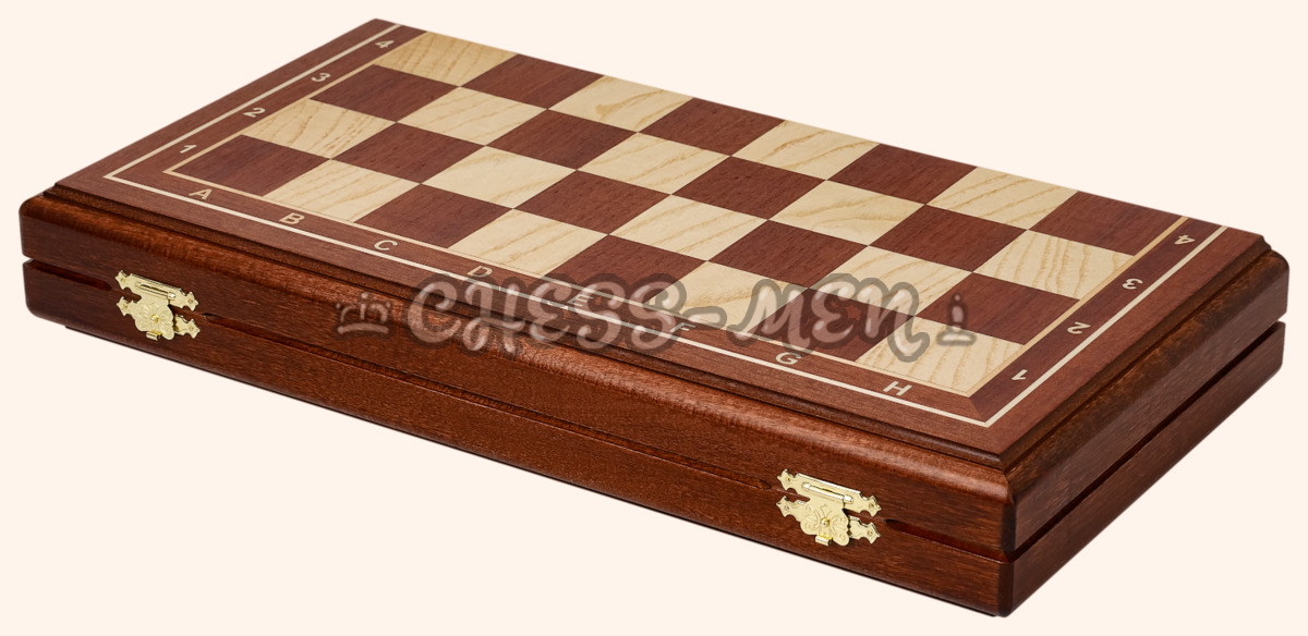 Шахматная доска складная Турнирная(махагон и ясень, клетка 4,5 см)